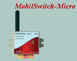 Remote controlling and signaling GSM device with enclosure, mostly for commercial purposes. Equipped with 2 digital inputs and 2 low-current relay outputs, supplied with built-in antenna.