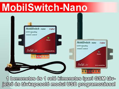MobilSwitch-nano GSM átjelző